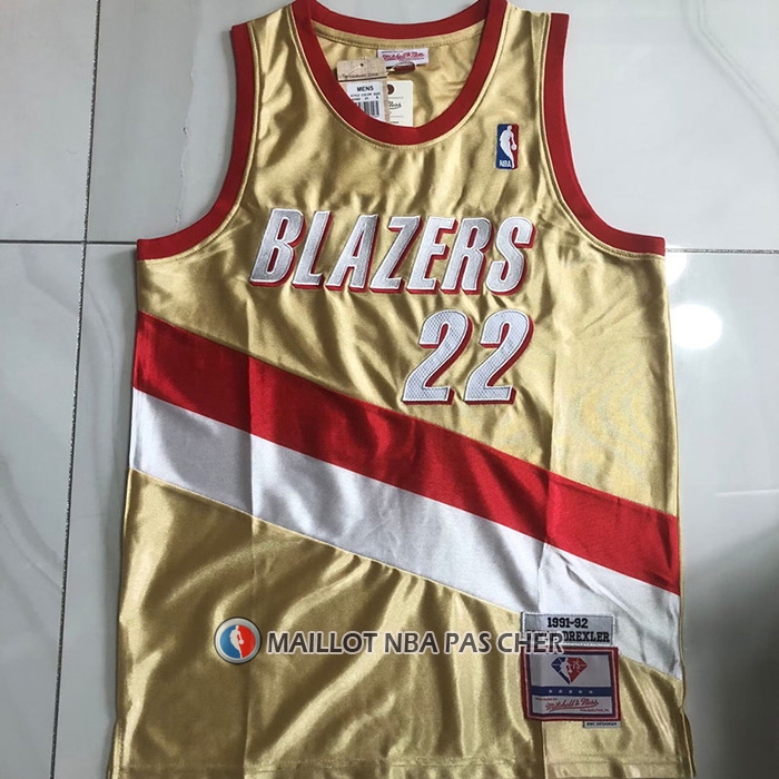 Maillot Portland Trail Blazers Clyde Drexler Mitchell & Ness 1991-92 Or